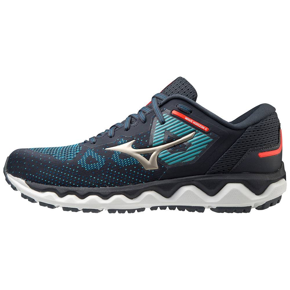 Zapatillas Running Mizuno Wave Horizon 5 Hombre Negras/Azules Outlet IXQU-09385